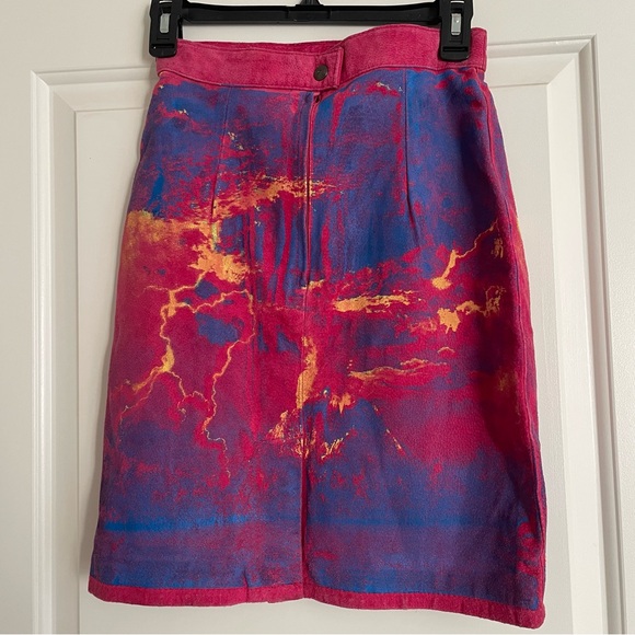 blunt object Dresses & Skirts - Blunt Object Suede Vibrant‎ Pink and Blue Mini Skirt